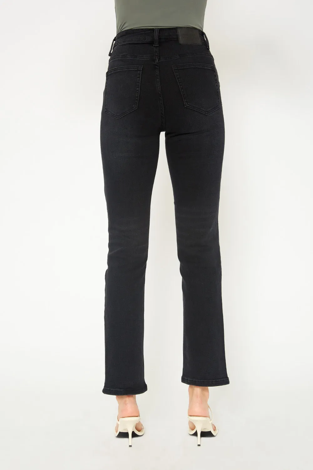 High-rise black skinny jeans