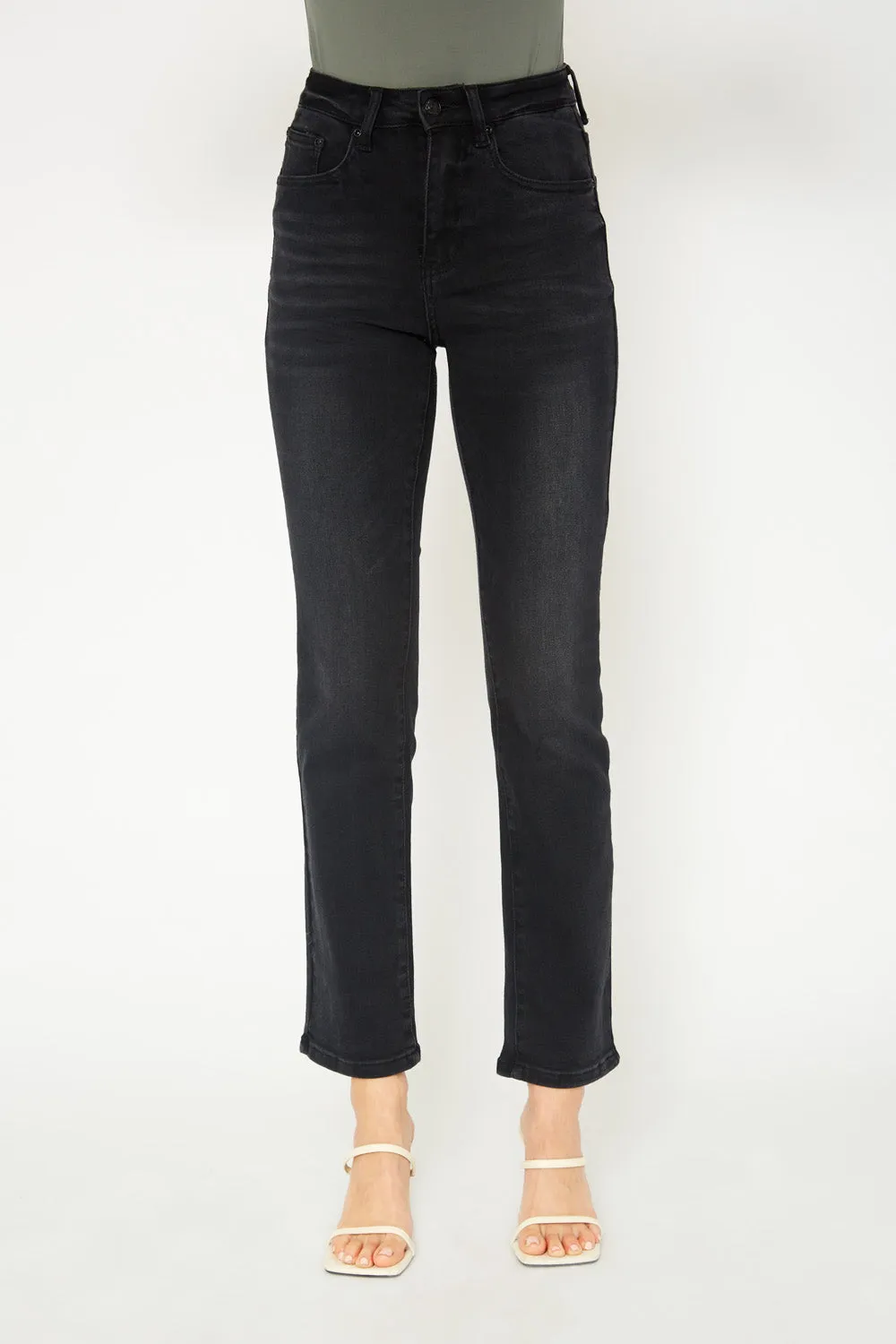 High-rise black skinny jeans