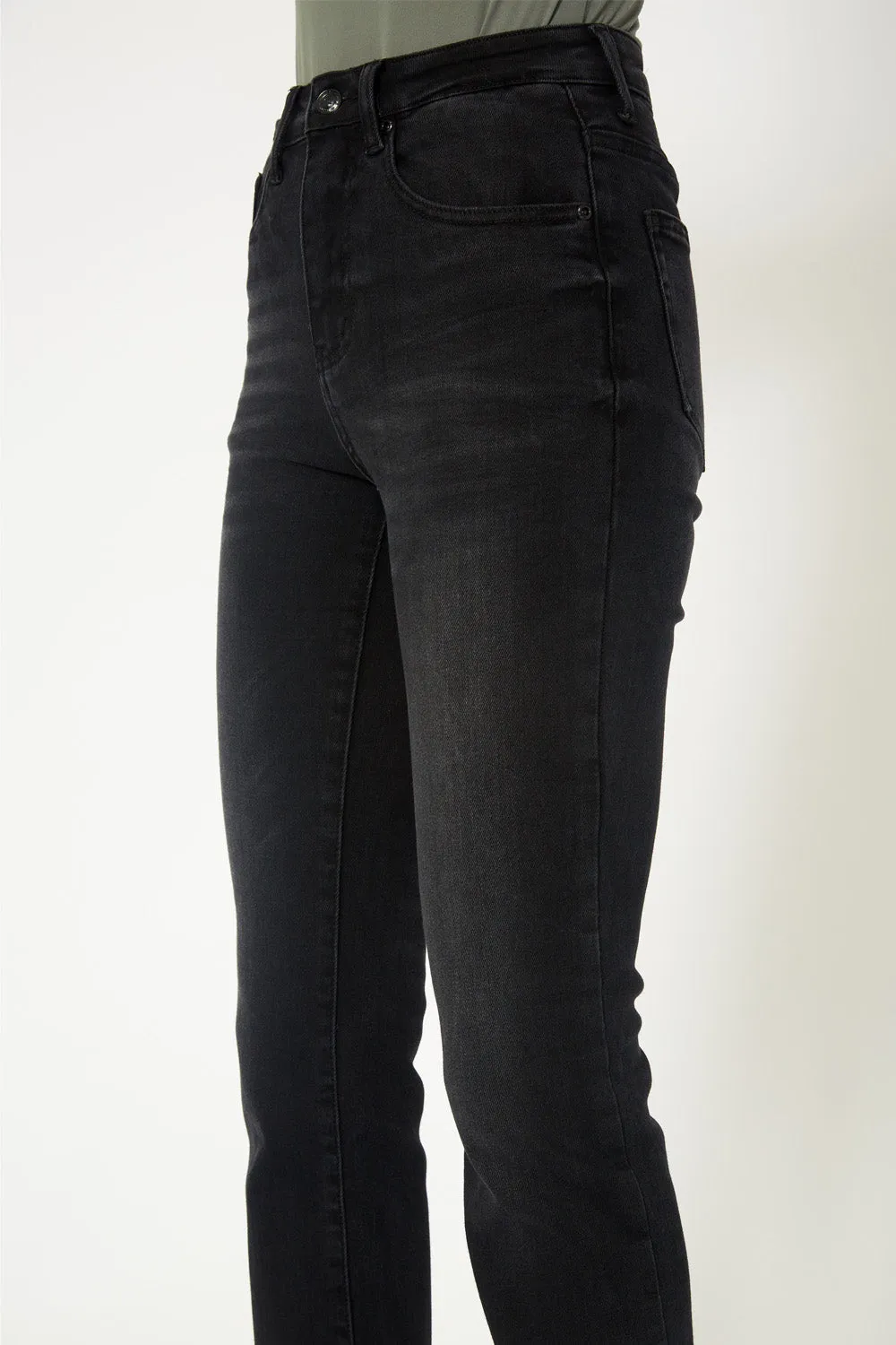 High-rise black skinny jeans