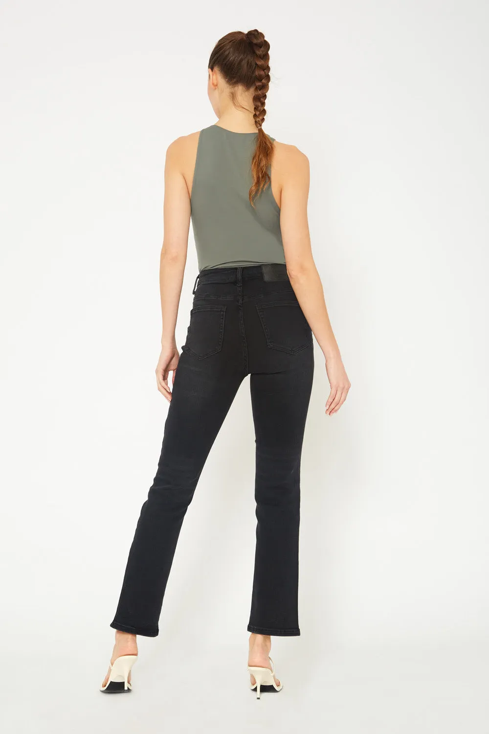 High-rise black skinny jeans