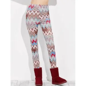 High Rise Leggings With Zigzag Print - Xl