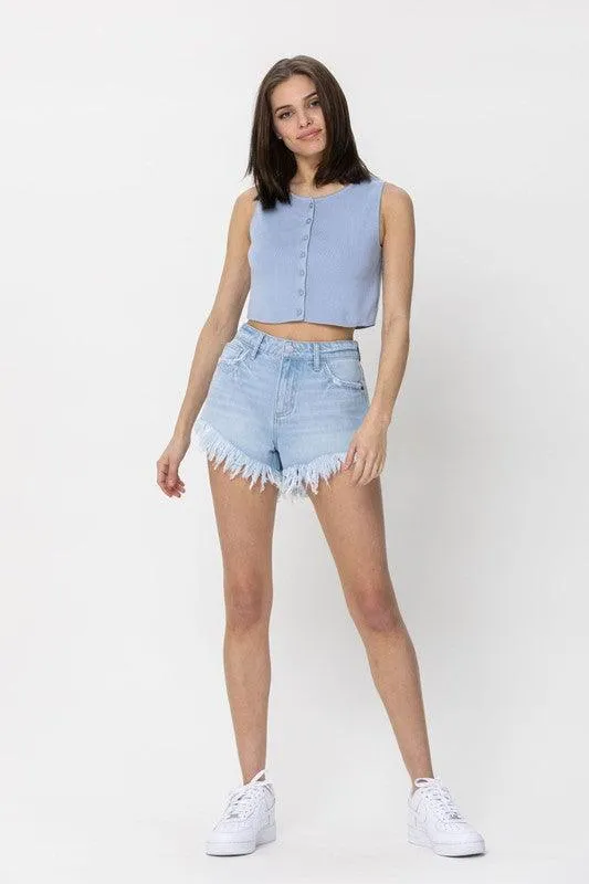 High Rise V Cut Hem Shorts