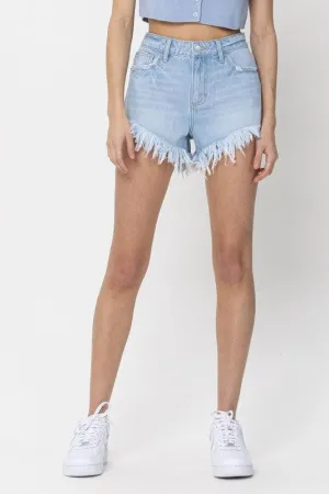 High Rise V Cut Hem Shorts
