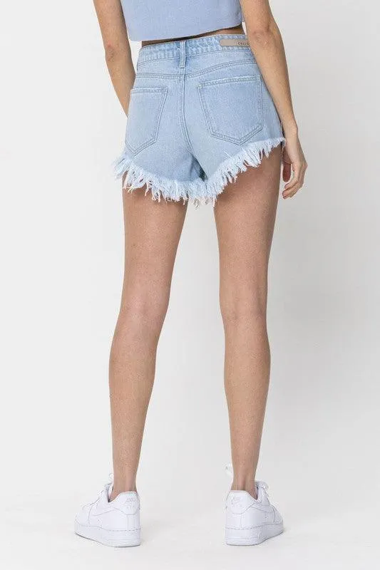 High Rise V Cut Hem Shorts