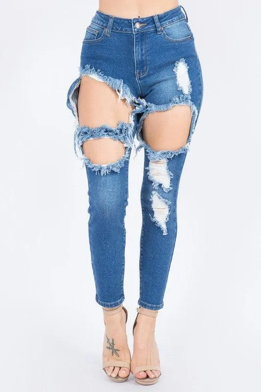 HIGH WAIST DESTROYED JEANS