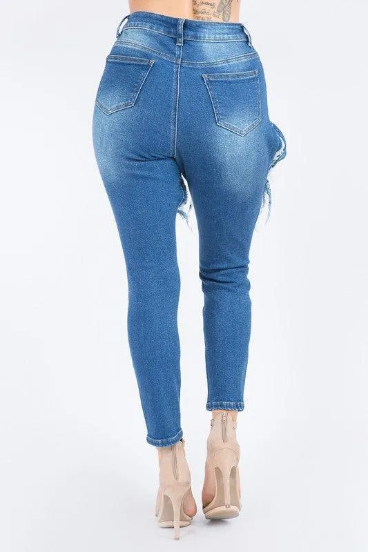 HIGH WAIST DESTROYED JEANS