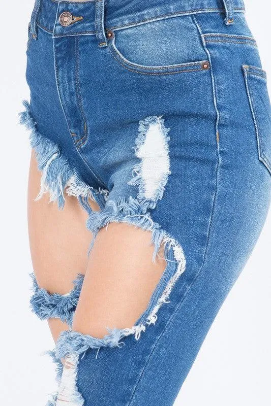 HIGH WAIST DESTROYED JEANS