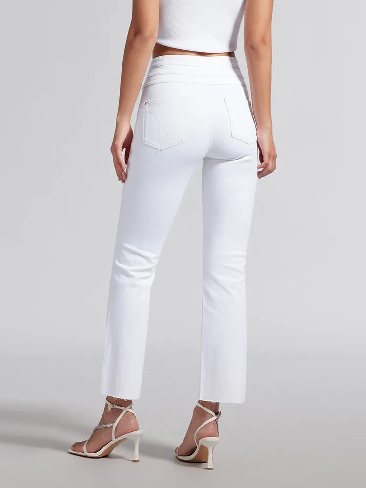 High Waisted Denim Jeans With Mulberry Silk