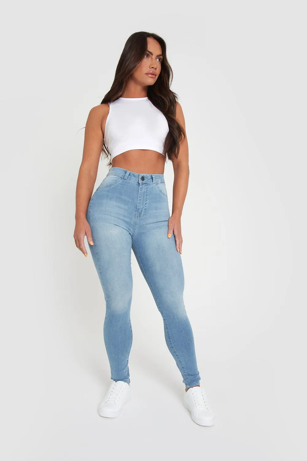 High Waisted Jeans in Light Blue
