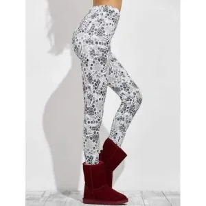High Waisted Skinny Print Leggings - Gray L