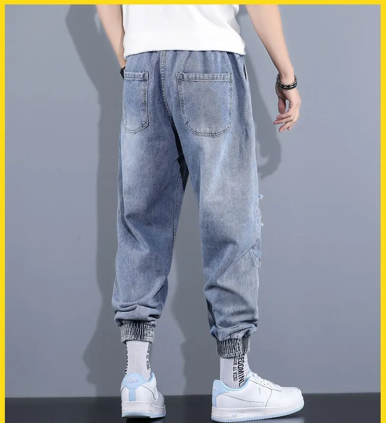 hip-hop ripped patch jeans men