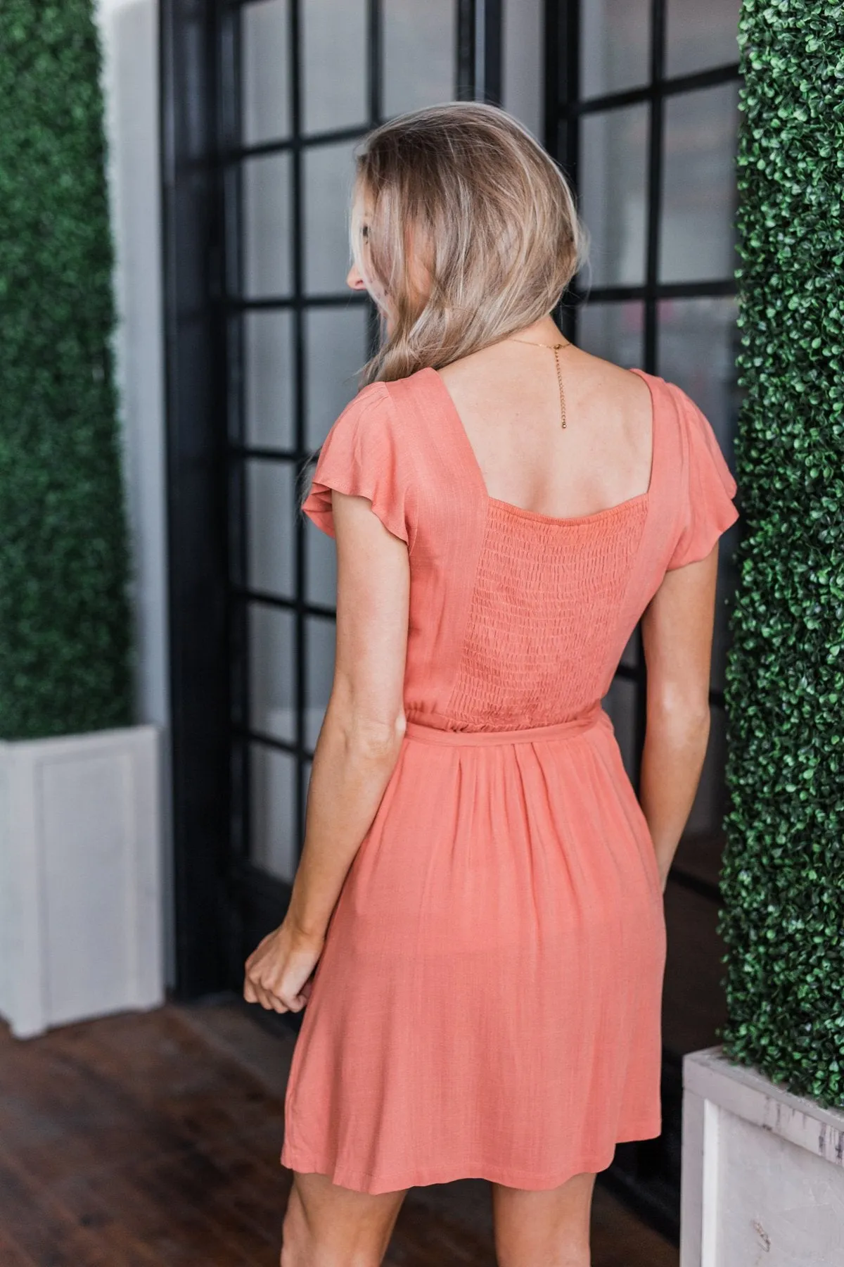 Hit The Town Button Down Dress- Papaya