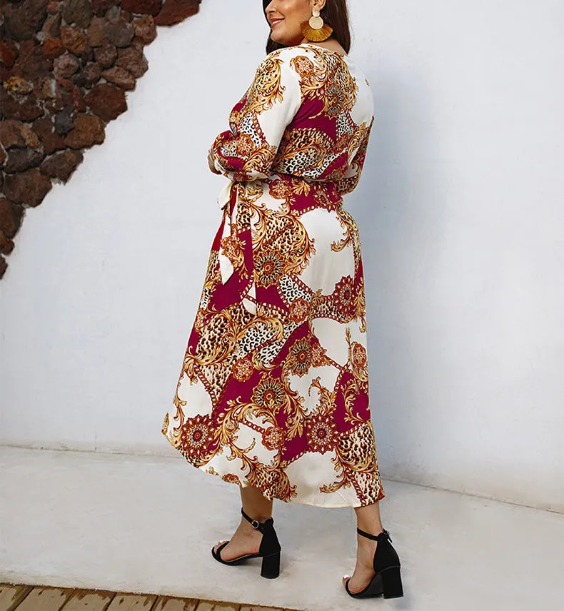 Hot Sale Women's V-neck Print Dress