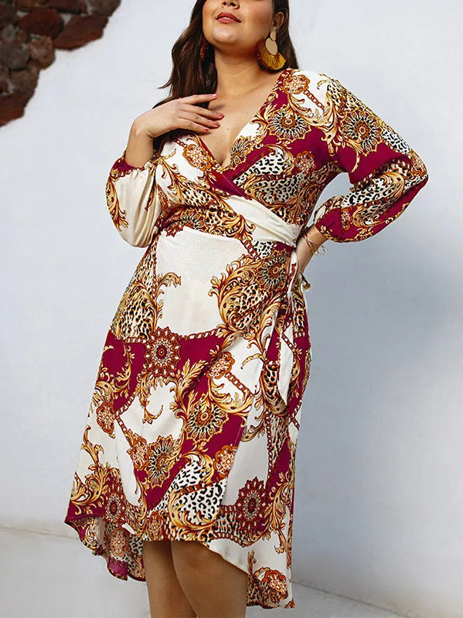 Hot Sale Women's V-neck Print Dress