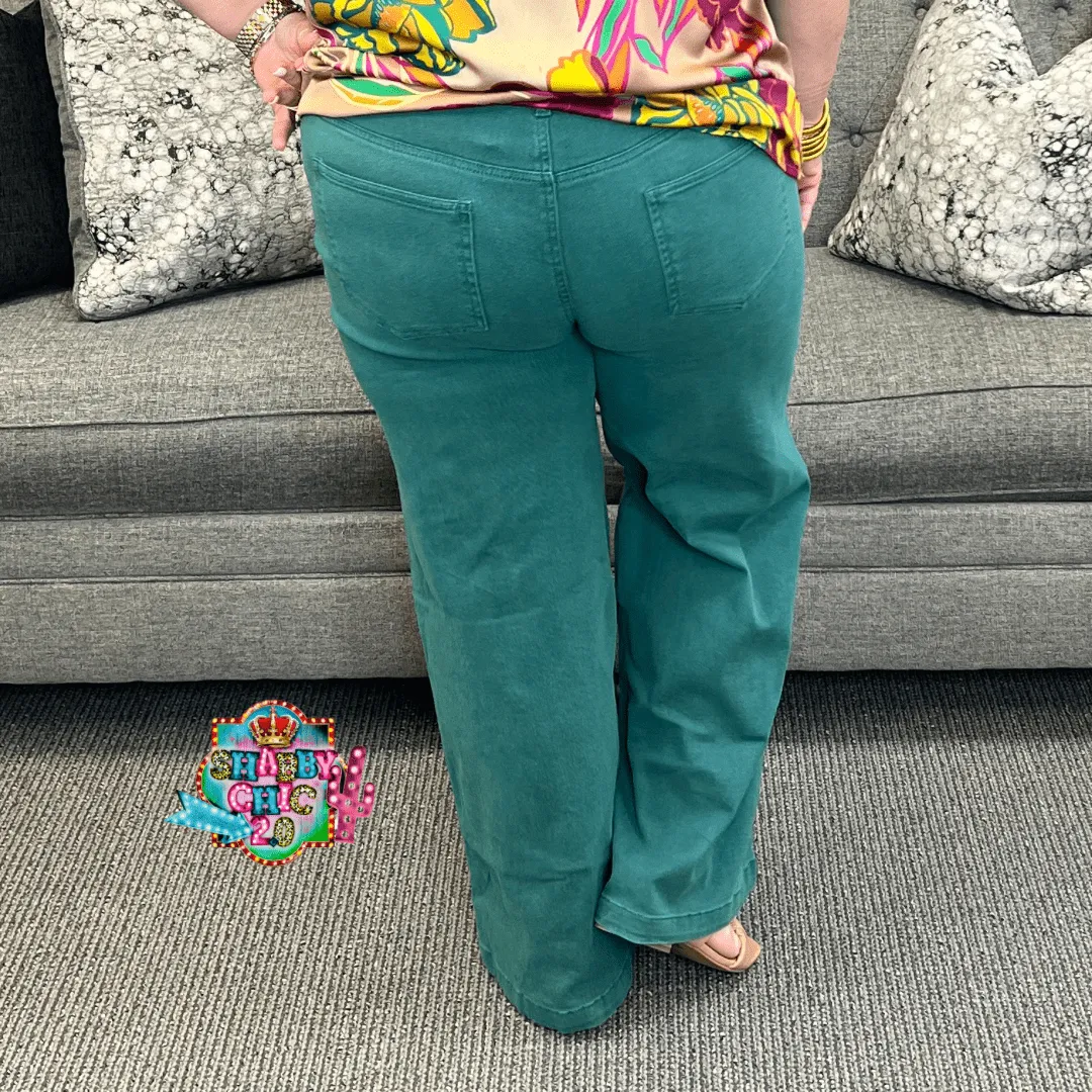 Hunter Green Wide Leg Jeans