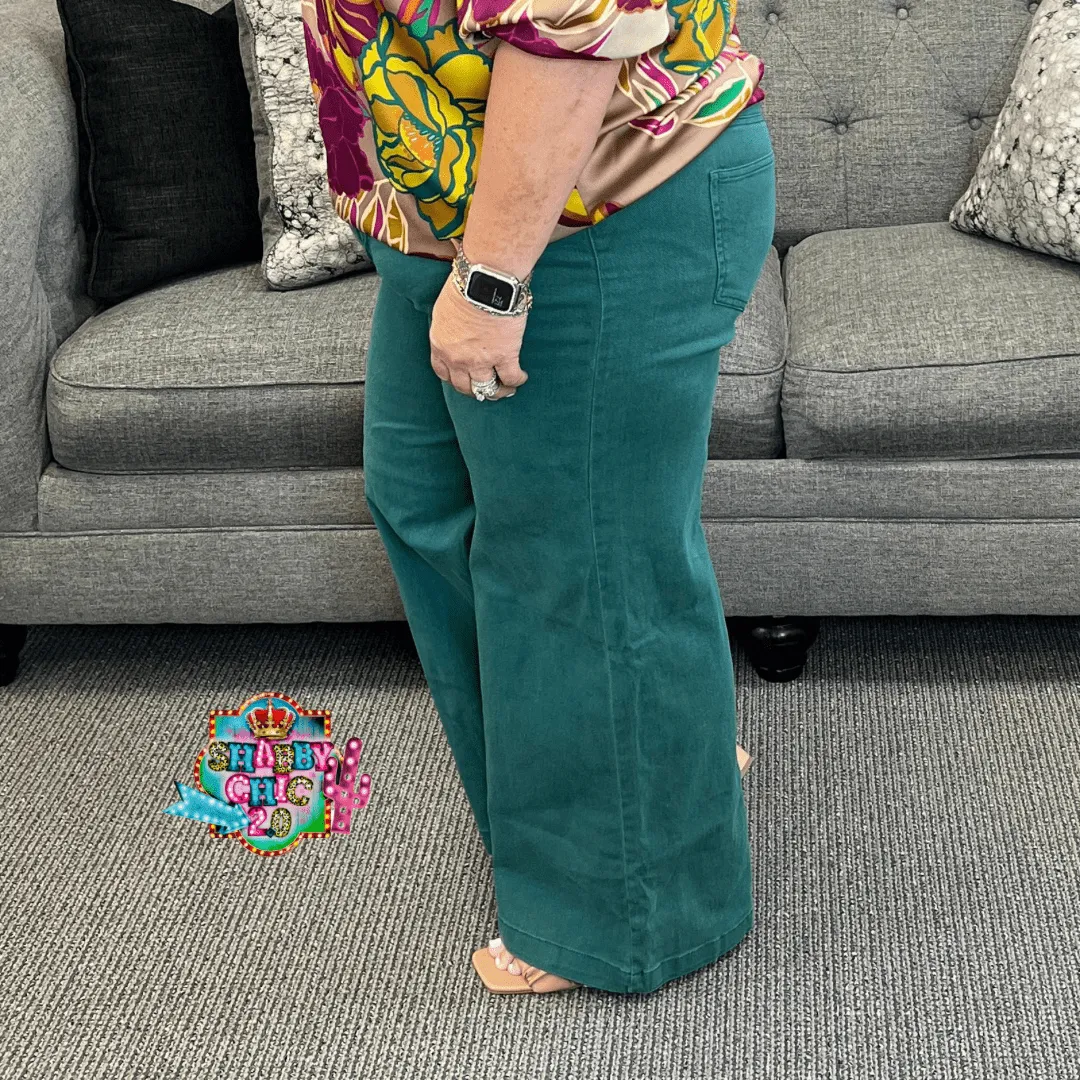 Hunter Green Wide Leg Jeans