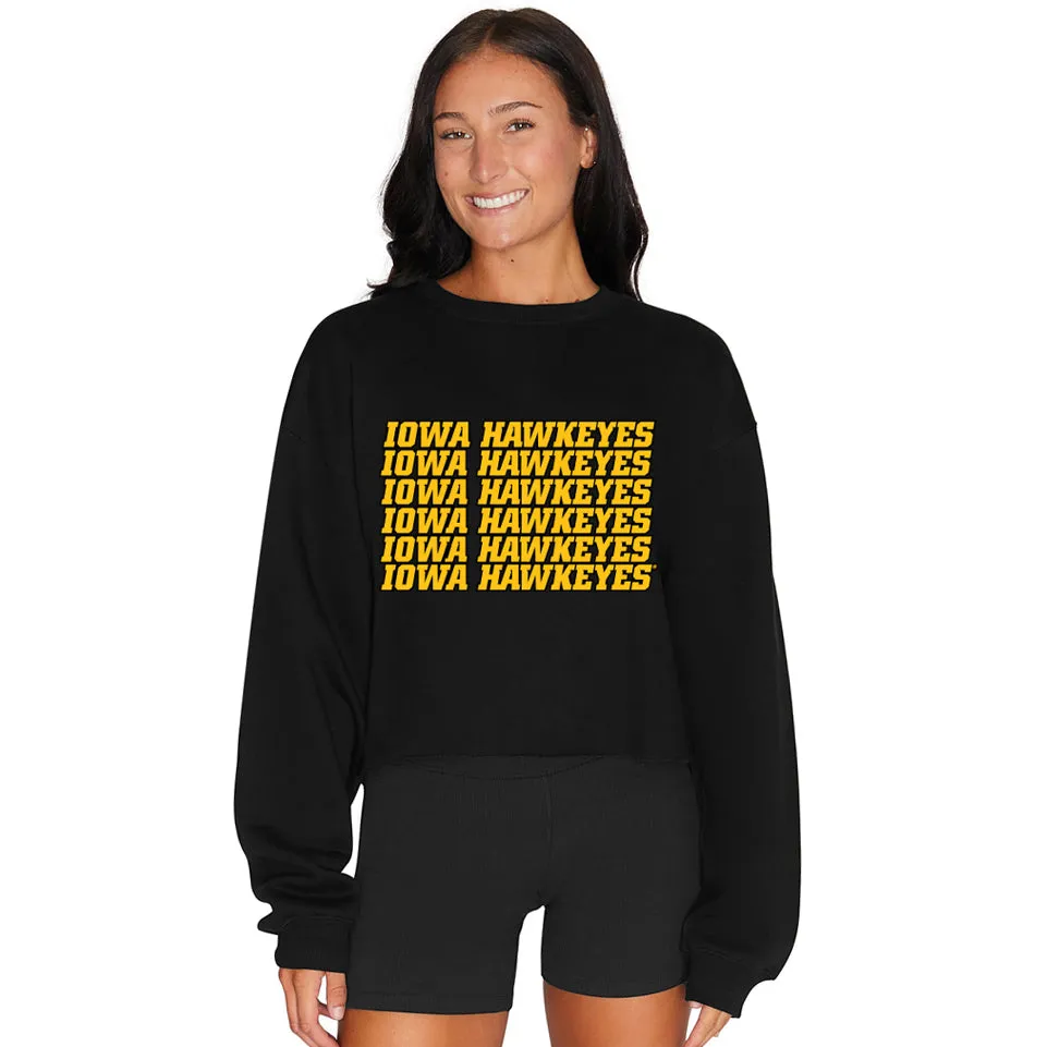 Iowa Hawkeyes Black Repeat Crewneck