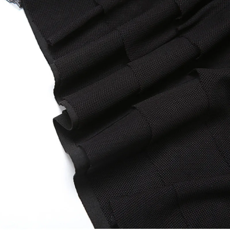 Irregular ruffle A line ruched mesh mini skirt