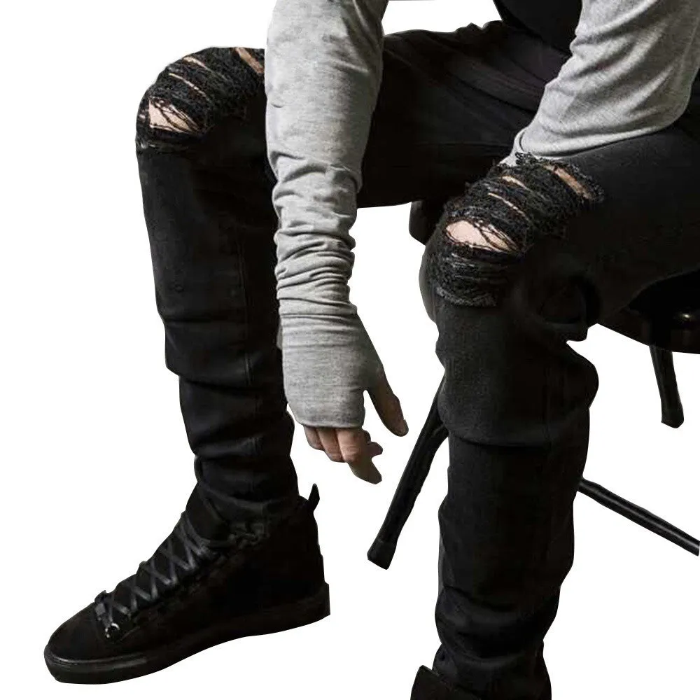 Javier Black Slim Rip Jeans