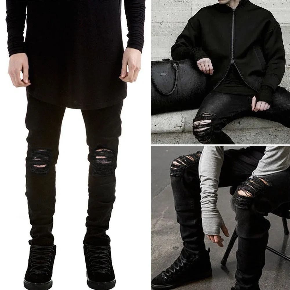 Javier Black Slim Rip Jeans