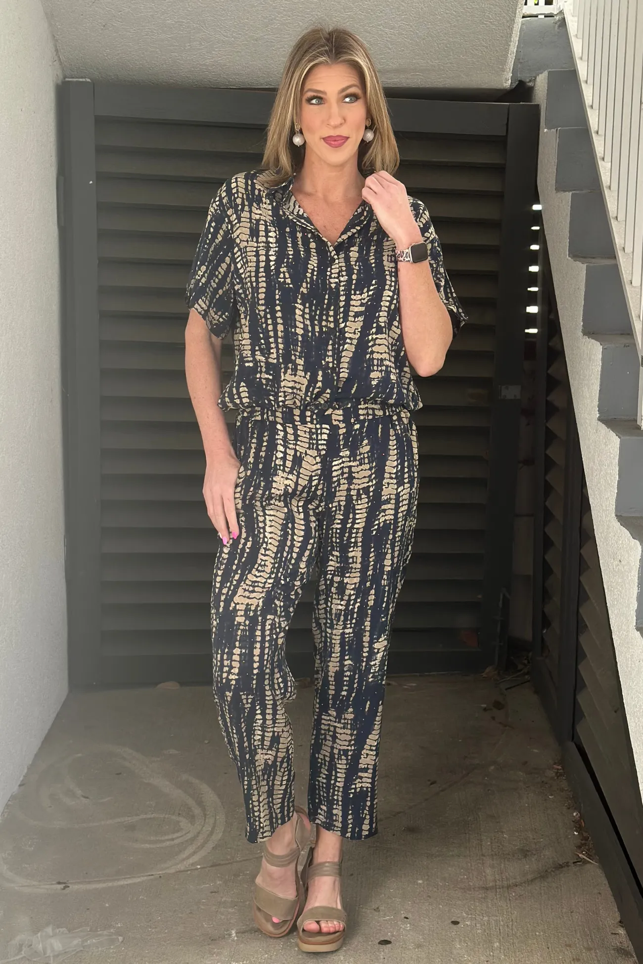 Jemma Navy Tie Dye Stud Pant