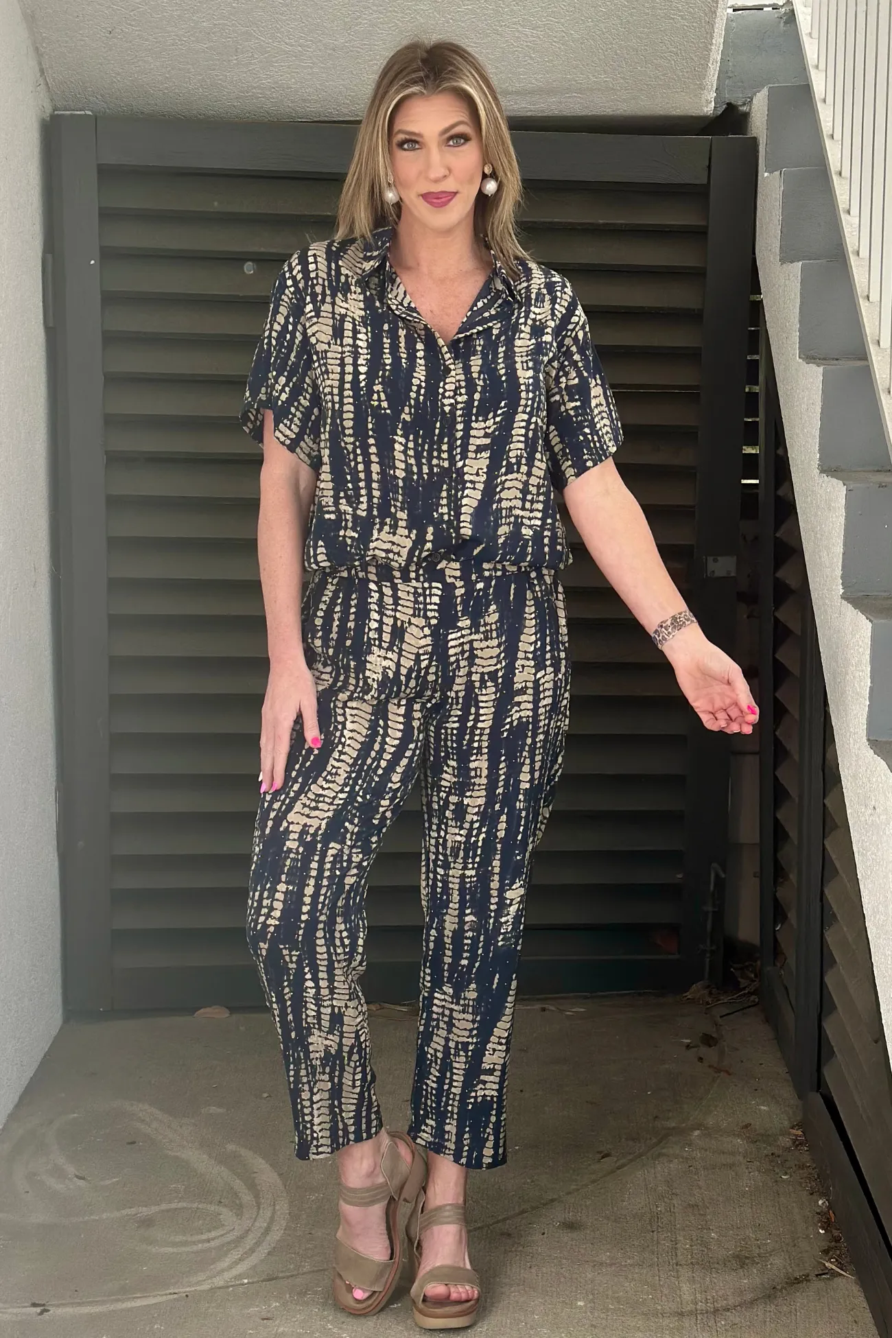 Jemma Navy Tie Dye Stud Pant