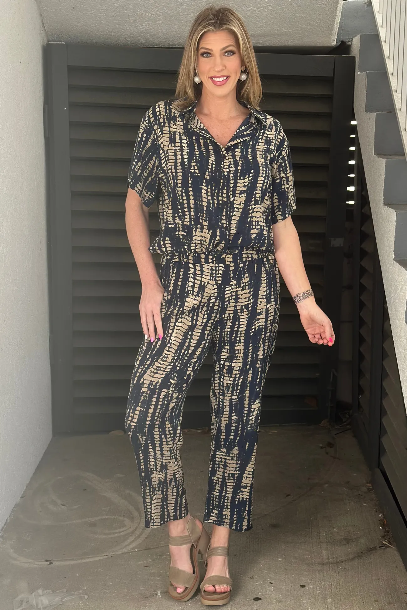 Jemma Navy Tie Dye Stud Pant