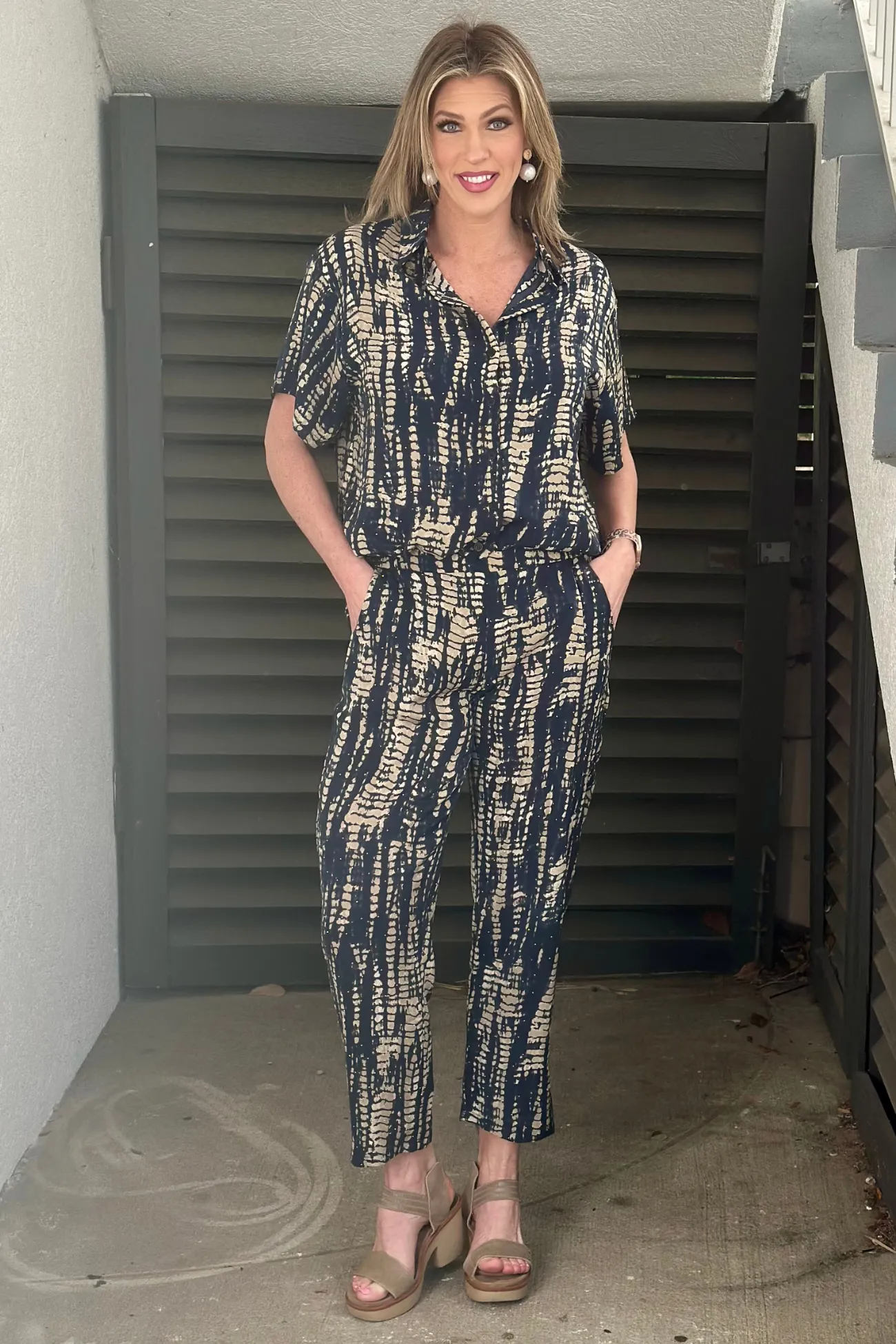 Jemma Navy Tie Dye Stud Pant