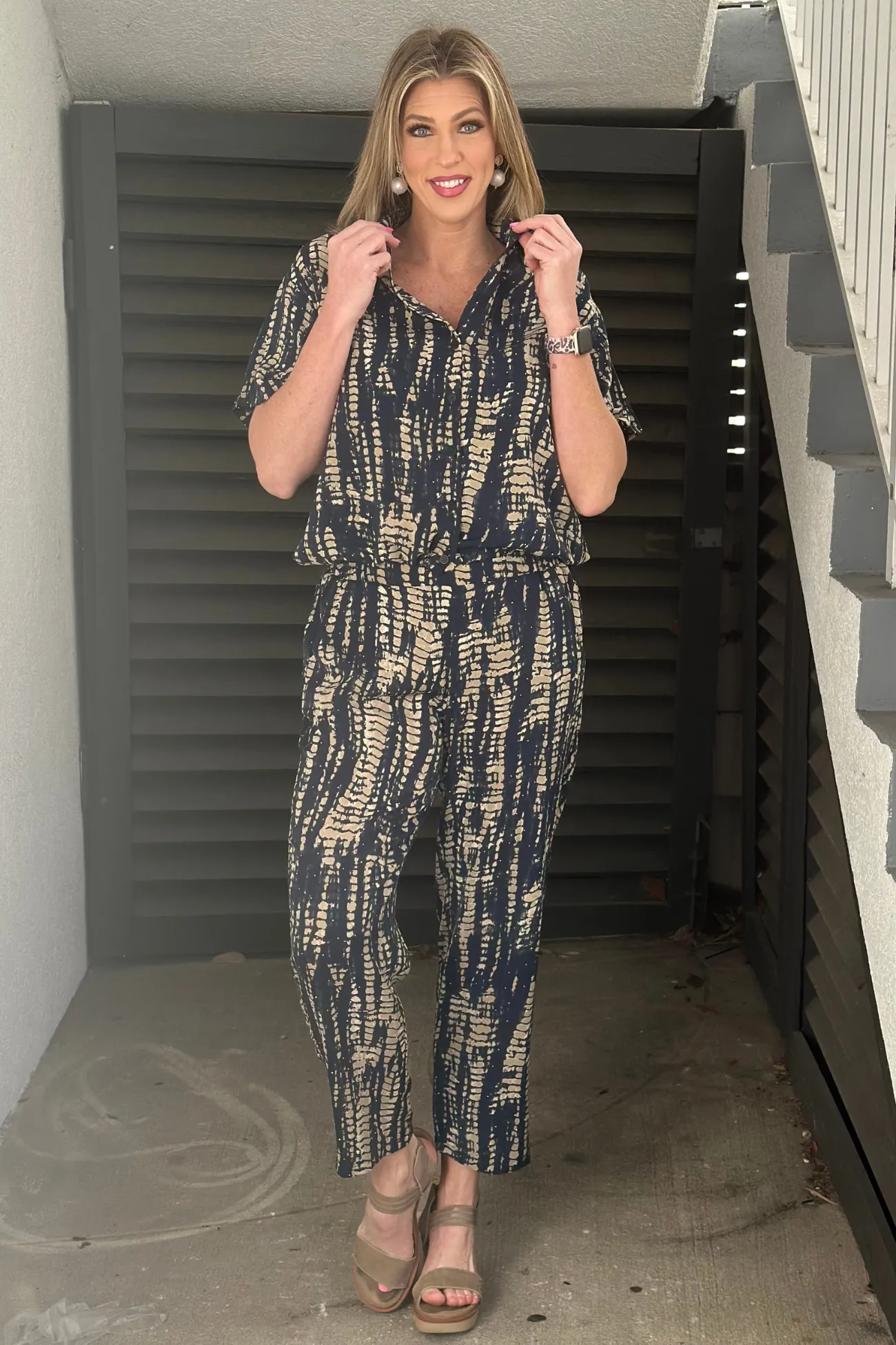 Jemma Navy Tie Dye Stud Pant