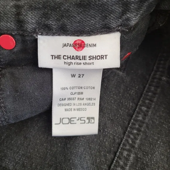 Joe's Jeans Charlie Black High Rise Raw Hem Japan Inspire Denim Shorts, 27 - EUC
