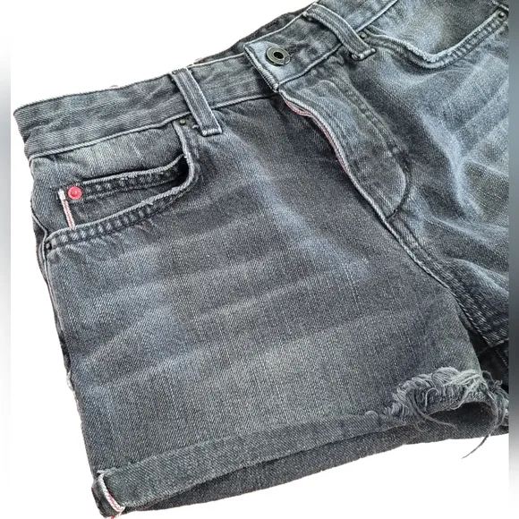 Joe's Jeans Charlie Black High Rise Raw Hem Japan Inspire Denim Shorts, 27 - EUC