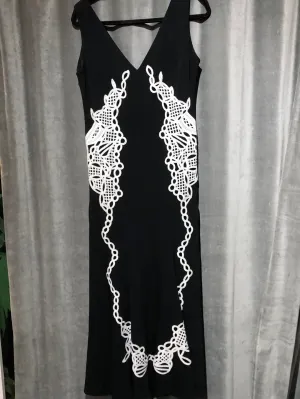 Jonathan Simkhai Black Sleeveless V Neck Maxi Dress with White Large Stitching