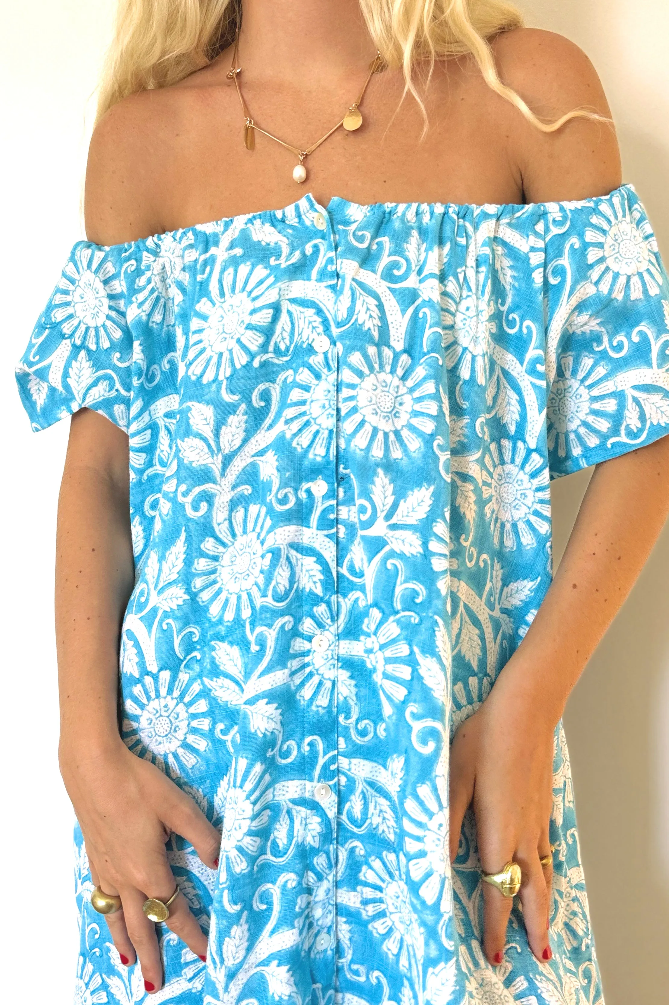 Joshi Gauze Sea Dress - Turquoise