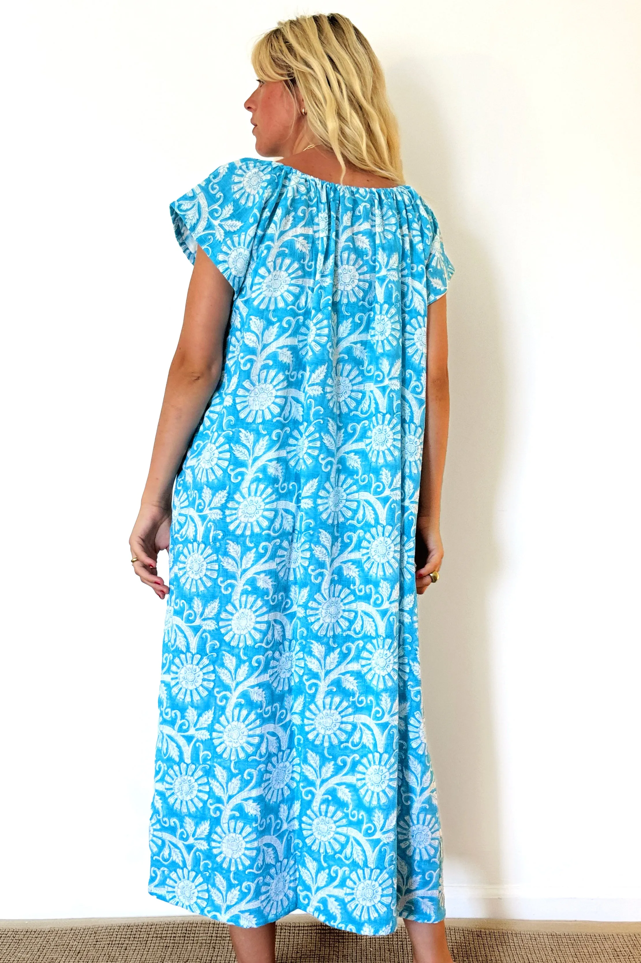 Joshi Gauze Sea Dress - Turquoise