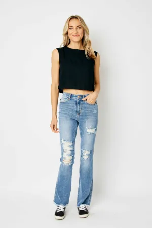 Judy Blue High Waist Destroyed Hem Bootcut