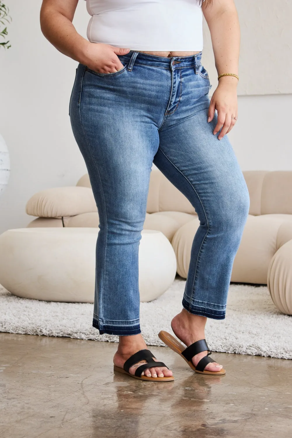 Judy Blue Release Hem Cropped Bootcut Jeans - Online Exclusive