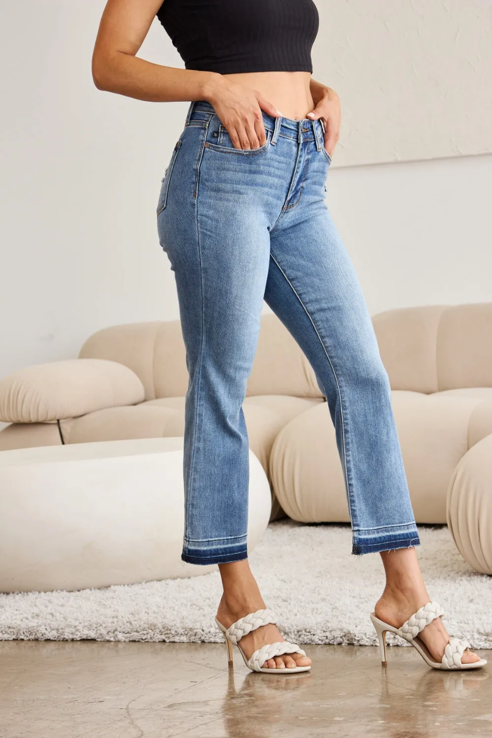 Judy Blue Release Hem Cropped Bootcut Jeans - Online Exclusive