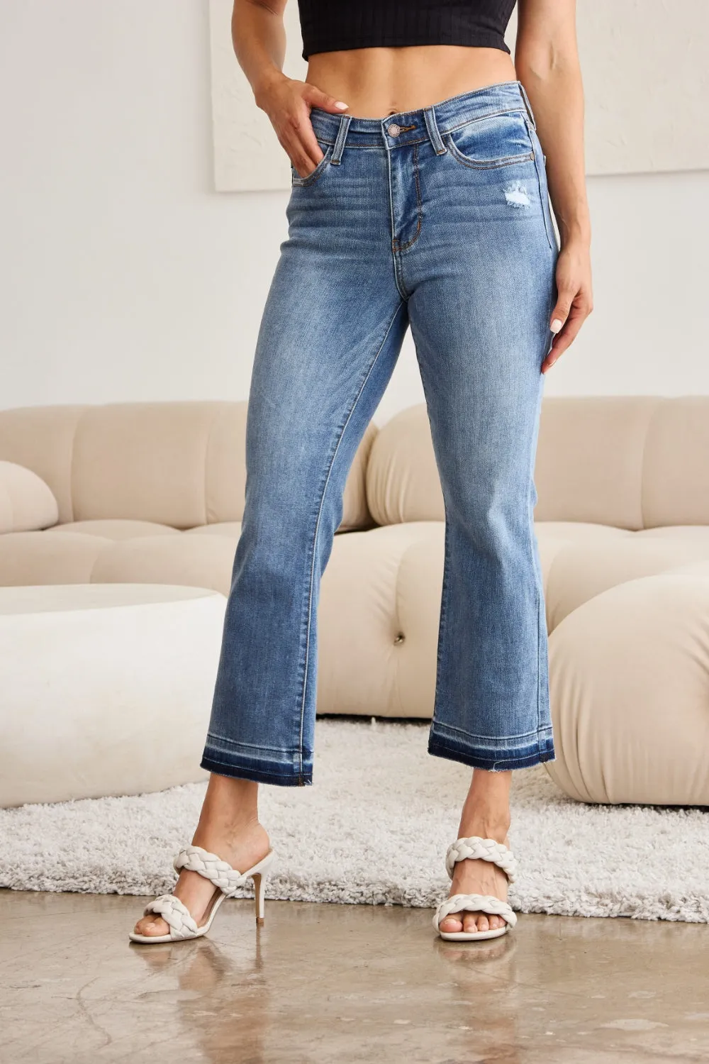 Judy Blue Release Hem Cropped Bootcut Jeans - Online Exclusive