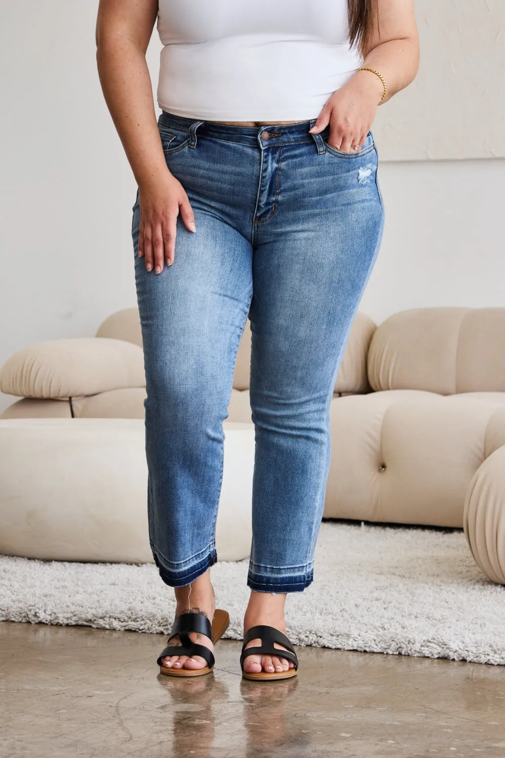 Judy Blue Release Hem Cropped Bootcut Jeans - Online Exclusive