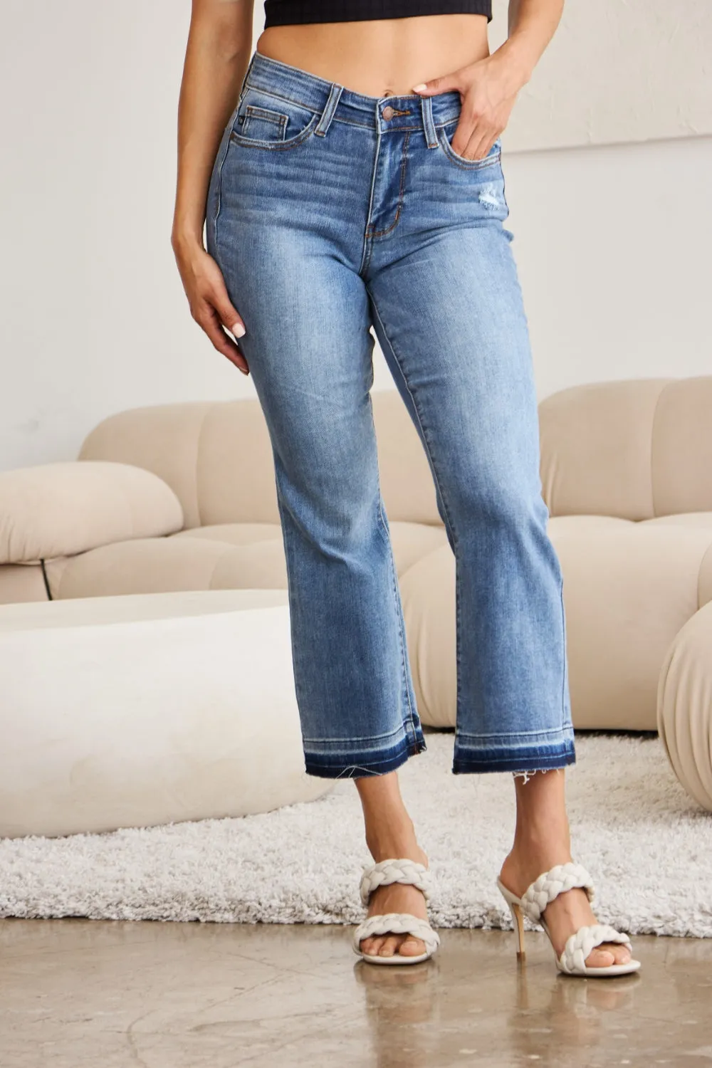 Judy Blue Release Hem Cropped Bootcut Jeans - Online Exclusive