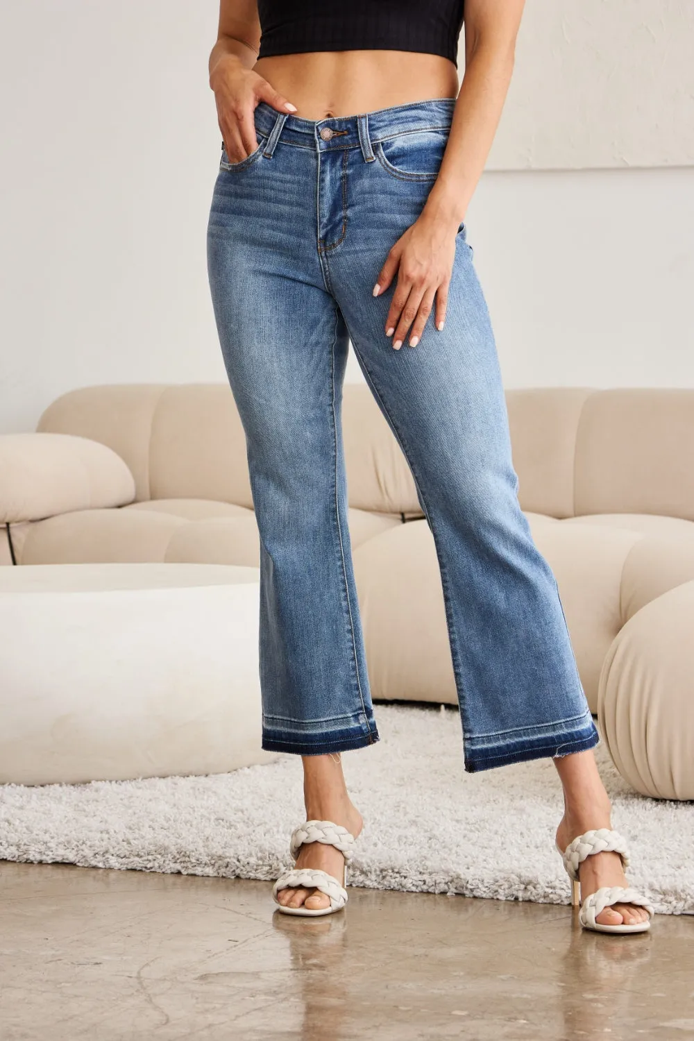 Judy Blue Release Hem Cropped Bootcut Jeans - Online Exclusive