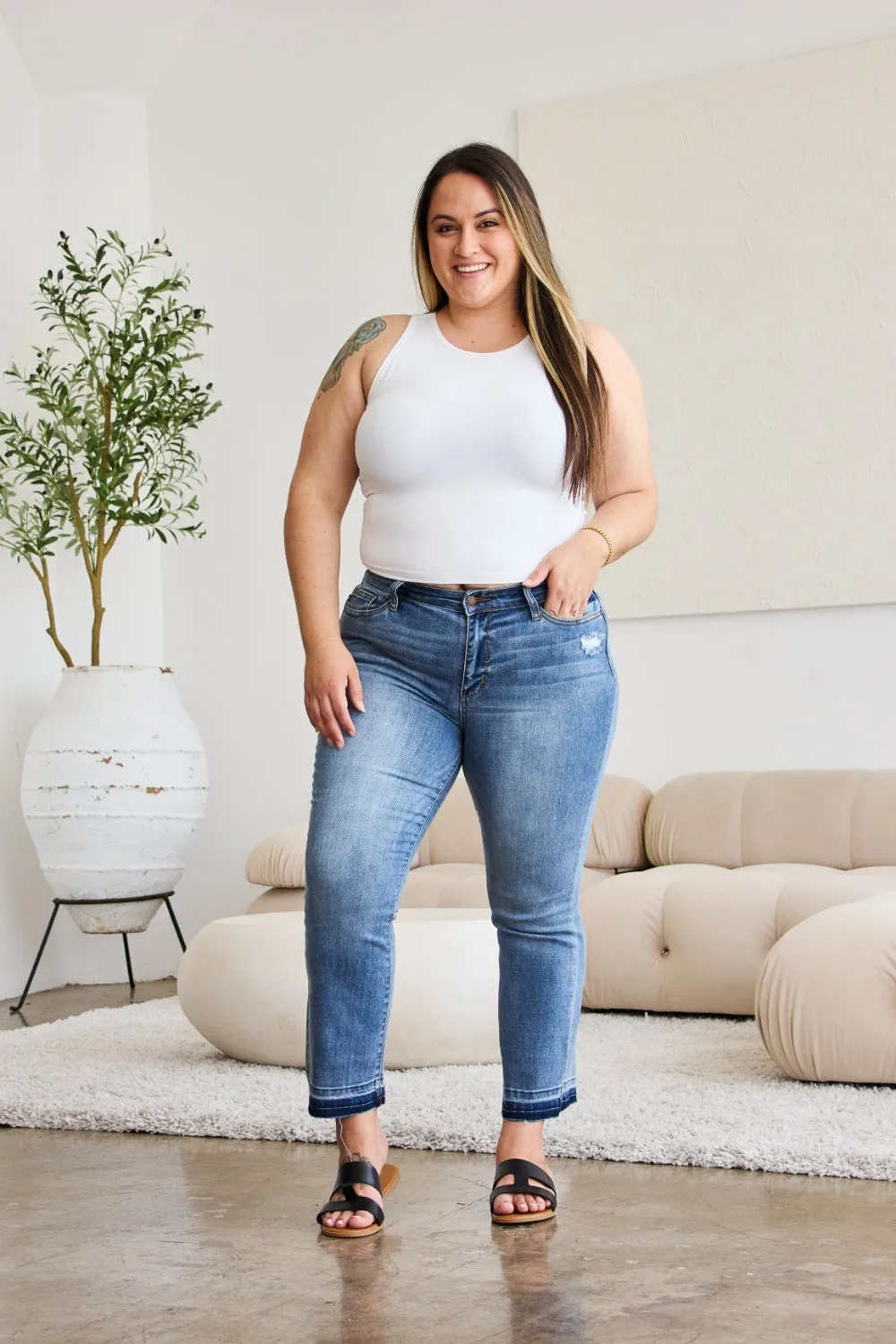 Judy Blue Release Hem Cropped Bootcut Jeans - Online Exclusive