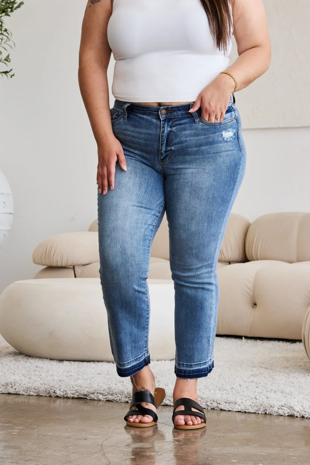 Judy Blue Release Hem Cropped Bootcut Jeans - Online Exclusive