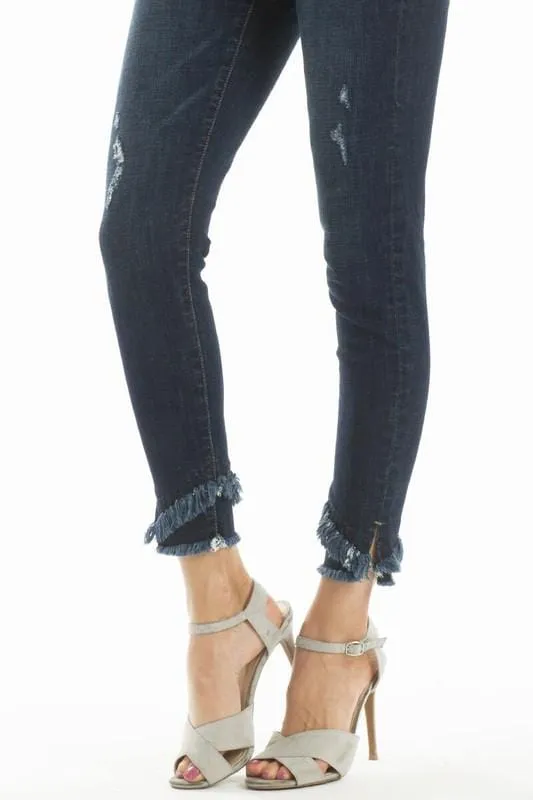 KanCan Double Fringe Split Hem Skinny Jeans