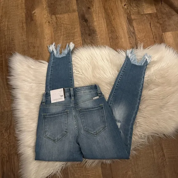 KANCAN High Rise Ankle Skinny Frayed Jeans