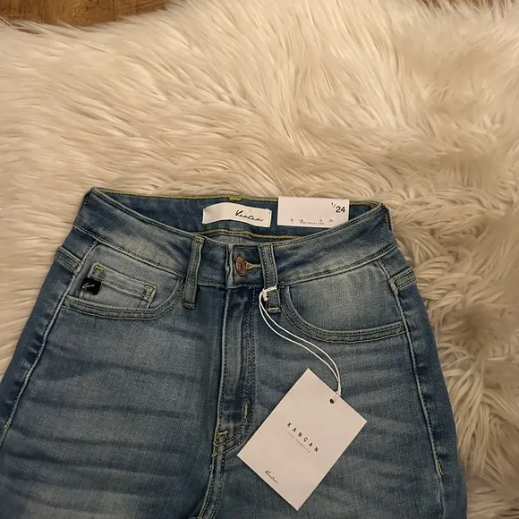 KANCAN High Rise Ankle Skinny Frayed Jeans