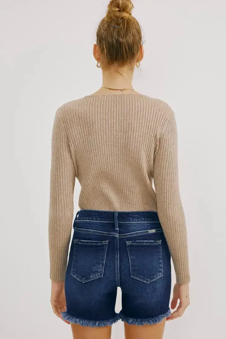 KanCan Mid Rise Button Front Shorts
