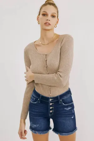 KanCan Mid Rise Button Front Shorts