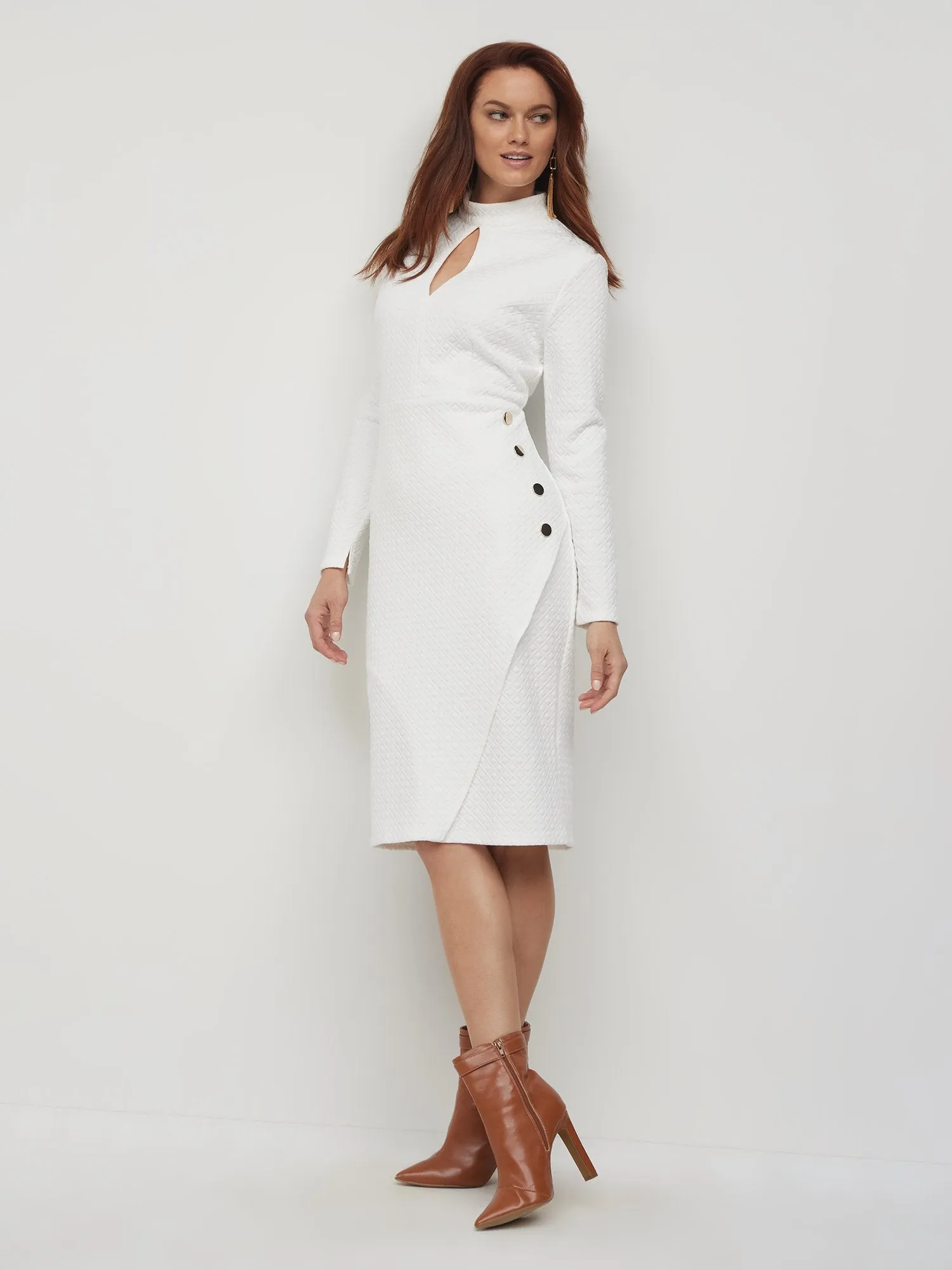 Keyhole Cut-Out Sheath Dress
