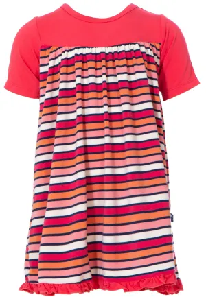 KicKee Pants Botany Red Ginger Stripe Classic S/S Swing Dress
